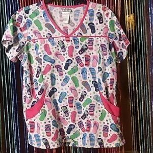 Uniform Advantage Colorful Sock Print Scrub Top